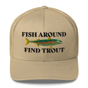 Forel hoed Visserij hoed borduurwerk Trucker Cap vis rond vinden Forel pet visserij cadeau Visser vliegvissen cadeau Aangepaste Fisher hoed vis top