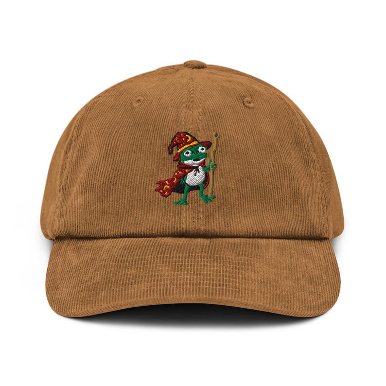 Embroidered Wizard Frog corduroy Cap Frog Lover Hat Cute Frog Cap Gift for toad Lover Froggy cap Man I Love Frogs Retro Frog Meme Magic frog