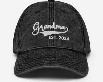 帽子 grandma Grandmother Embroidered Hat: Chino Cotton Twill Grandma Cap - Etsy