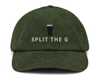 SPLIT THE G Stickerei Cord Hut Guinness Pint Kappe Bier Liebhaber Hut Irland Hut lustiger Säufer Vater Geschenk Bier Pint Hut Weinliebhaber Geschenk Ihm
