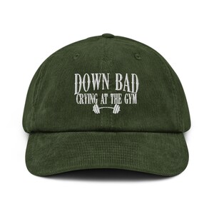 Down Bad Crying at the Gym geborduurde corduroy hoed trui TTPD cadeau grappig sportschool rat Gewichtheffen gemarteld dichter cadeau voor haar sportschool hoed pet