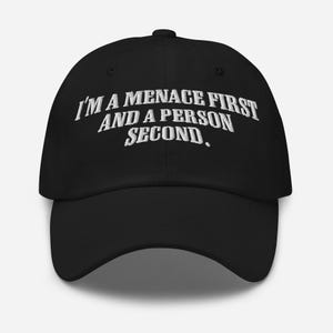 Menace First Person Second geborduurde baseballpet kerstcadeau feministische tweede trui Hater hoodie losgeslagen shirt grappige meme hoed cadeau