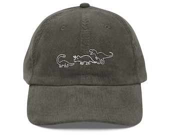 Dinosaur hat Dinosaur Lover gift Palaeontologist embroidery Vintage corduroy cap Dinosaur Shirt Cute Dino hat Diplodocus Dinosaur Jurassic