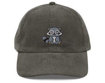 Gorro de mapache divertido Gorro de pana vintage con bordado de mapache Regalos de mapache Sudadera de mapache Lindo mapache salvaje Gorra de gatos callejeros locales