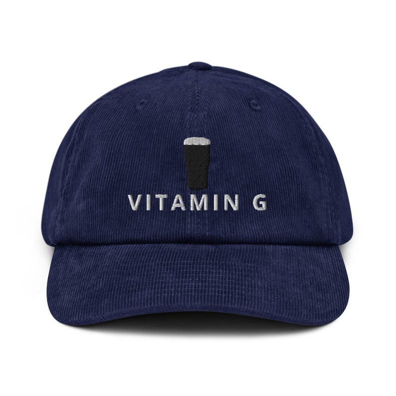 VITAMIN G hat embroidered corduroy cap Guinness Pint cap beer lover hat Ireland Hat funny drunkard dad gift beer pint hat wine lover
