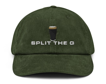 Split the G Guinness Pint Hat borduurwerk Vintage corduroy hoed Irish Guinness Wine Night feesthoed dronkaard cadeau bier pint wijnliefhebber hoed