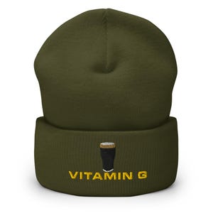 Vitamin G Guinness Pint Hat embroidery Cuffed Beanie hat cap Ireland Guinness toucan funny drunkard dad gift beer pint hat wine lover cap