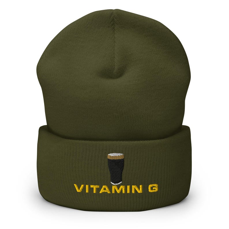 Vitamin G Guinness Pint Hat embroidery Cuffed Beanie hat cap Ireland Guinness toucan funny drunkard dad gift beer pint hat wine lover cap