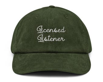 Licensed Listener Graduation Gift for Therapist Counselor EMBROIDERY corduroy cap new Therapist Credentials Gift for Mental Health Advocacy