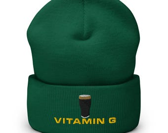 Vitamin G Guinness Pint Hut Stickerei Beanie Hut Mütze Irland Guinness Tukan lustige Trinker Papa Geschenk Bier Pint Hut Weinliebhaber Mütze