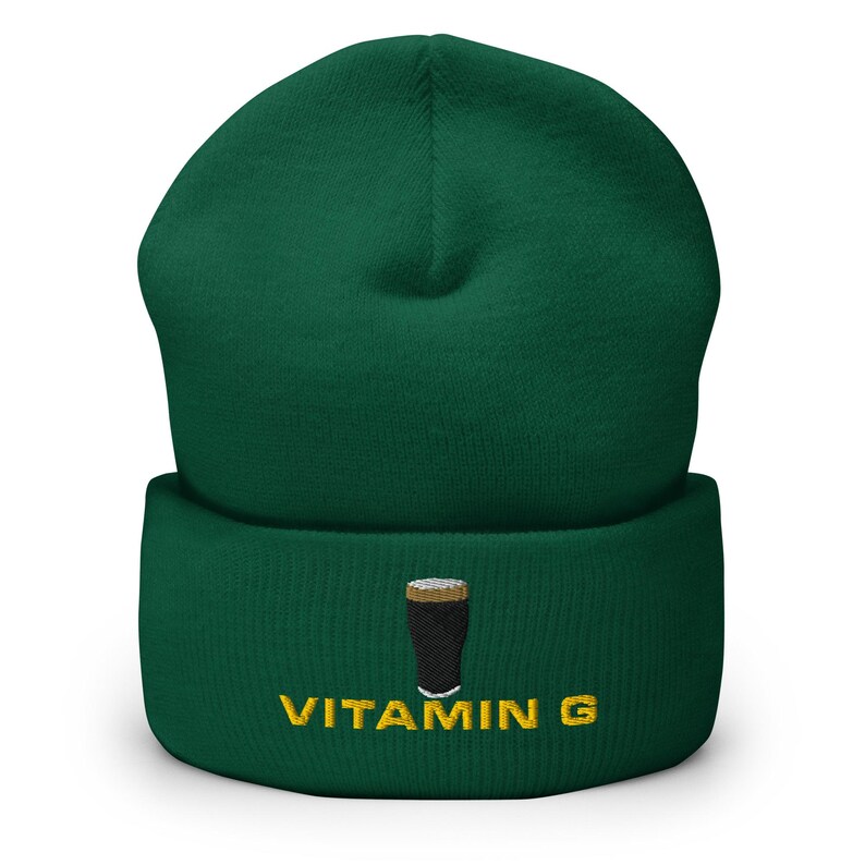 Vitamin G Guinness Pint Hat embroidery Cuffed Beanie hat cap Ireland Guinness toucan funny drunkard dad gift beer pint hat wine lover cap