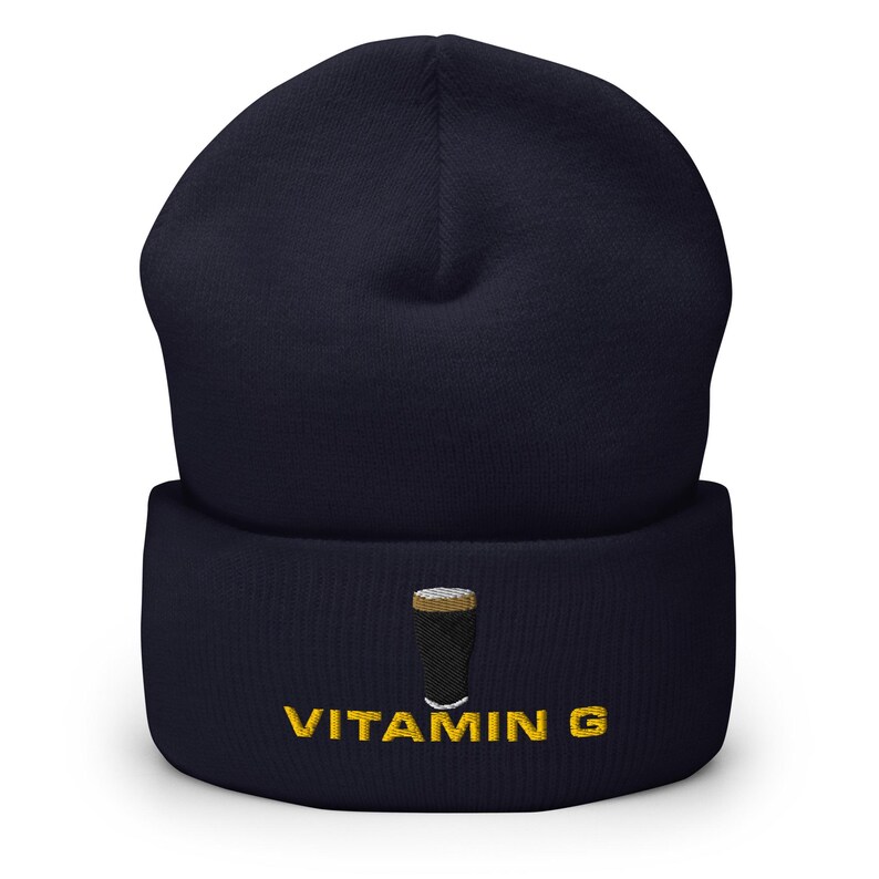 Vitamin G Guinness Pint Hat embroidery Cuffed Beanie hat cap Ireland Guinness toucan funny drunkard dad gift beer pint hat wine lover cap