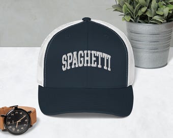 Sombrero de espagueti Collegiate Spaghetti bordado Trucker Cap Spaghetti Alle Vongole unisex amante de la comida sombrero restaurante cocina regalo