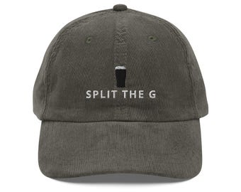 SPLIT THE G embroidery Vintage corduroy cap Guinness Pint cap beer lover hat Ireland Hat funny drunkard dad gift beer pint hat wine lover