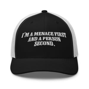 Menace eerste persoon tweede geborduurde truckerpet kerstcadeau feministische tweede trui hater hoodie losgeslagen shirt grappige meme hoed cadeau