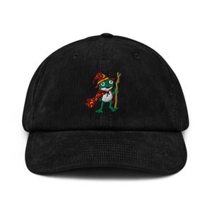 Embroidered Wizard Frog corduroy Cap Frog Lover Hat Cute Frog Cap Gift for toad Lover Froggy cap Man I Love Frogs Retro Frog Meme Magic frog