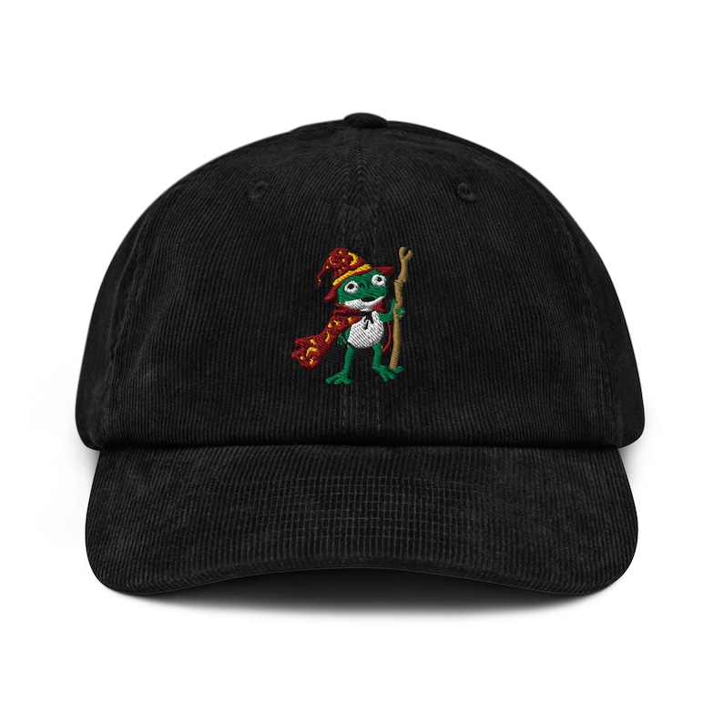 Embroidered Wizard Frog corduroy Cap Frog Lover Hat Cute Frog Cap Gift for toad Lover Froggy cap Man I Love Frogs Retro Frog Meme Magic frog