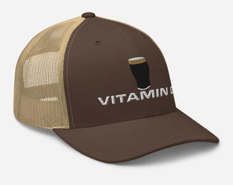 Vitamin G Guinness Pint Hut Stickerei Trucker Cap Irland Guinness Hut Haus Geschenk lustiger Trinker Papa Geschenk Bier Pint Hut Weinliebhaber Mütze