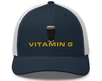 Vitamim G embroidery Trucker Cap irish Wine Guninness wine gift for him wine pint glass cap night party weekend unisex hat drunkard gift