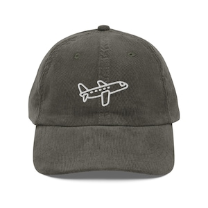 AIRPLANE Hat Embroider Vintage corduroy cap Jet Travel Wanderlust Adventure Distracted By Airplanes Funny Pilot Airplanes Gift Aviation Gift
