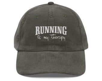 Correr es mi terapia Regalo de senderismo Bordado Gorra de pana vintage Gorra deportiva Sudadera de gimnasio Camiseta para correr Regalos para correr Regalo para él Sudadera con capucha