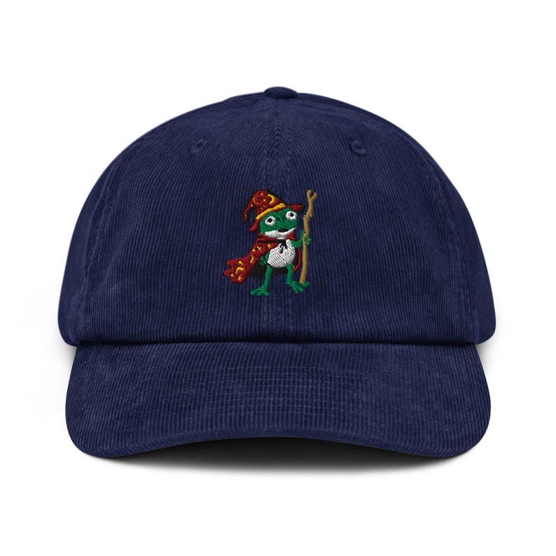 Embroidered Wizard Frog corduroy Cap Frog Lover Hat Cute Frog Cap Gift for toad Lover Froggy cap Man I Love Frogs Retro Frog Meme Magic frog