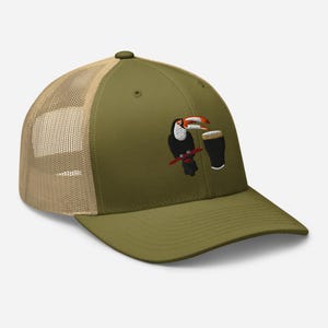 Toucan hat embroidery Trucker Cap Guinness Toucan Beer Cap Coaster Gift For Dad hat Man Cave gift Fathers Day Gift beer pint wine lover gift
