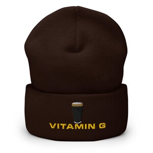 Vitamin G Guinness Pint Hat embroidery Cuffed Beanie hat cap Ireland Guinness toucan funny drunkard dad gift beer pint hat wine lover cap