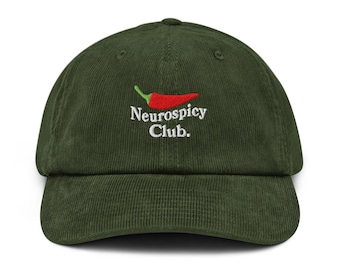 Funny Neurospicy Club cap Autism Awareness Neurodivergent Pride embroidered Corduroy hat ADHD cap Mental Health gifts
