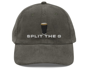 SPLIT THE G embroidery Vintage corduroy cap Guinness Pint cap beer lover hat Ireland Hat funny drunkard dad gift beer pint hat wine lover