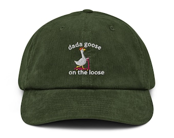 Embroidered Silly Goose on the loose New Dad Pregnancy Announcement gifts corduroy Cap Fathers Day Funny Goose Gift for Husband Goose cap