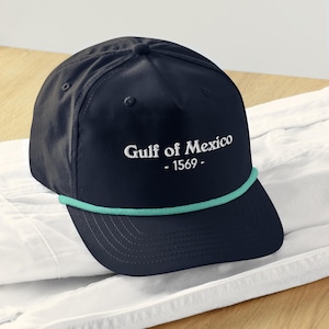 Chemise golfe du Mexique, broderie côte du Texas, chapeau de corde de golf, chapeau Alabama, Mississippi, plage de Floride, cadeau patriotique américain du golfe du Mexique