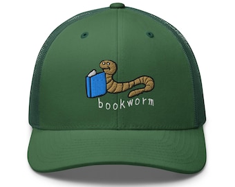 Bookworm hat reading club Librarian Reading hat embroidered Trucker Cap gift for bibliophile Teacher Appreciation Book Lover Bookish Gift