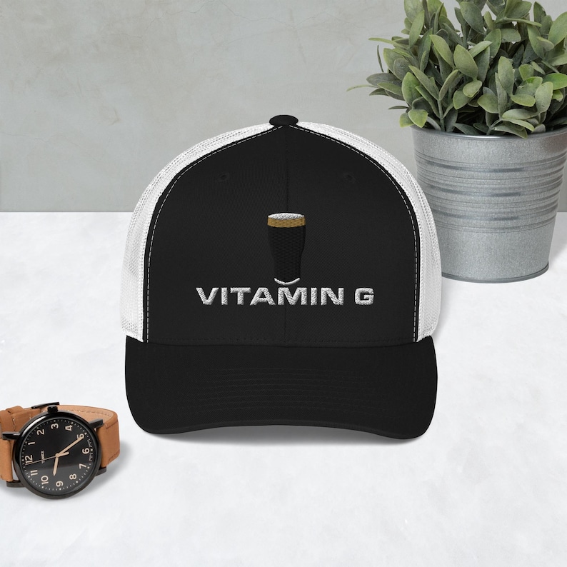 Vitamin G Guinness Pint Hat embroidery Trucker Cap Ireland Guinness hat house gift funny drunkard dad gift beer pint hat wine lover cap