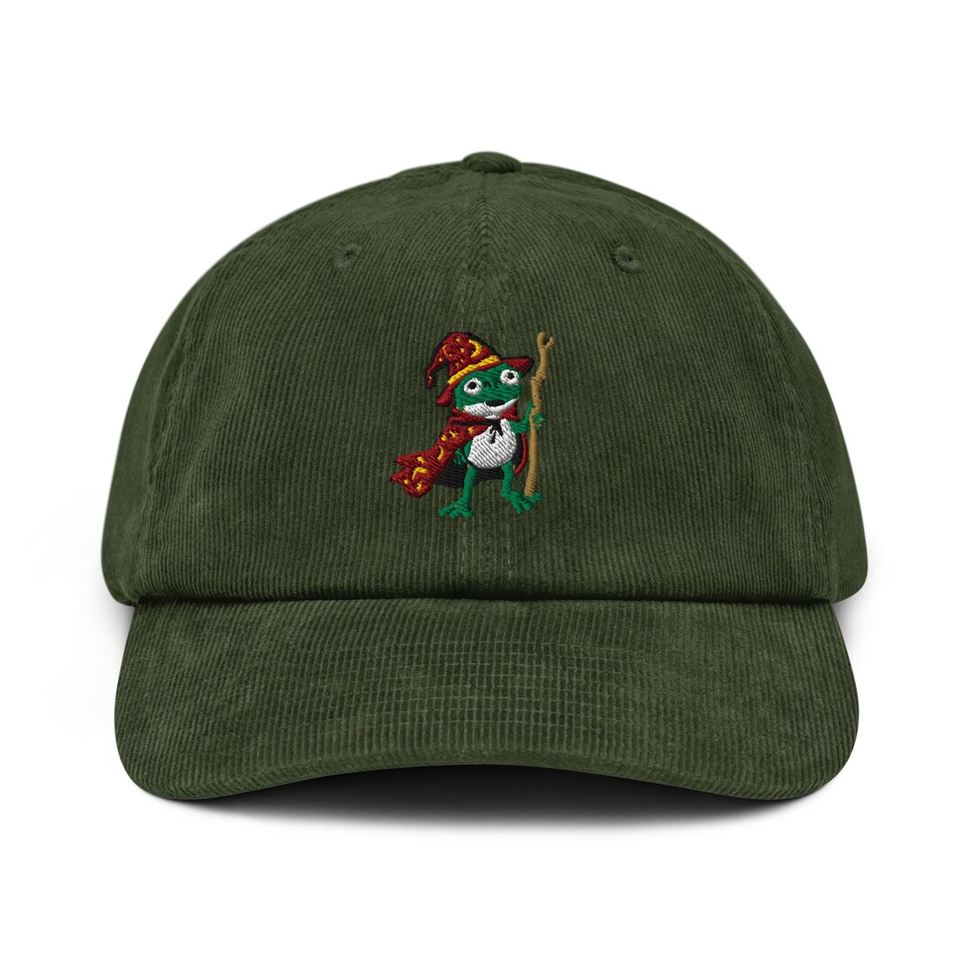Frog Cap Graphics Embroidered Wizard Frog Corduroy Cap Frog Lover Hat Cute Frog Cap Gift ...
