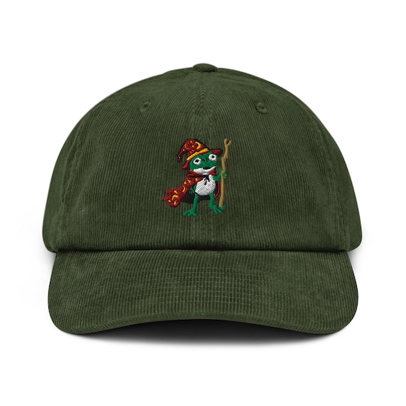 Embroidered Wizard Frog corduroy Cap Frog Lover Hat Cute Frog Cap Gift for toad Lover Froggy cap Man I Love Frogs Retro Frog Meme Magic frog