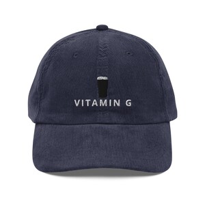 VITAMIN G embroidery Vintage corduroy cap hat Guinness Pint cap beer lover hat Ireland Hat funny drunkard dad gift beer pint hat wine lover