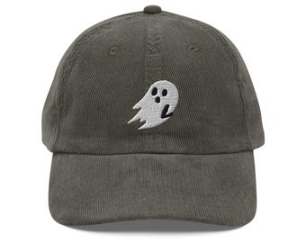 Ghost embroidered Vintage corduroy cap Halloween Gift Ghost Halloween Cap Ghost Cap Dad Cap Costumes Hat