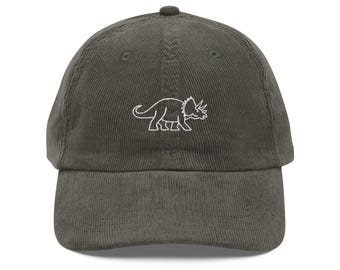 Embroidered Dinosaurs Vintage corduroy cap Dino Family gift Dinosaurs Lover Gift for Geologist Dino Palaeontologist Diplodocus Jurassic Top
