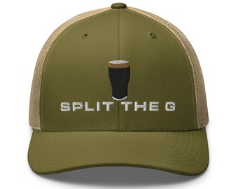 SPLIT THE G Stickerei Trucker Cap irische Weinliebhaber Geschenke Guinness Pint Hut Pint Cap Bierliebhaber Hut lustiger Betrunkener Papa Geschenk Bier Pint Liebhaber