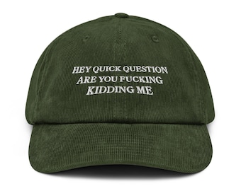 Hey kurze Frage Are You Kidding Me Mütze Stickerei Cord Hut Lustig Humor Geschenke Lustig Männer Cap Spitze Sarkasmus Hut Shirt Trendy Cap für Frauen