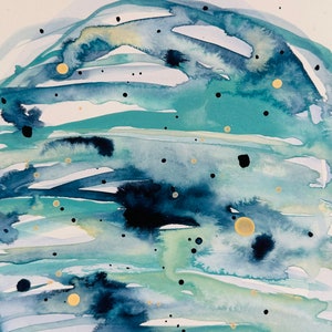Abstract Watercolor Painting – Magic Window, 6x8, Meditative Hot Press Art, Modern Small Wall Decor