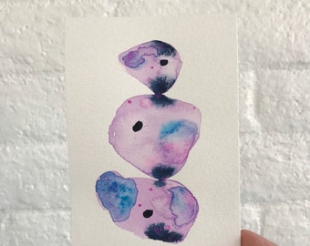 Tiny Abstract Original Watercolor Art