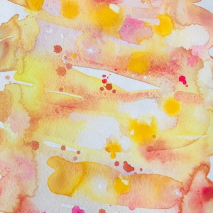 Original Watercolor Painting: Vibrant Yellow Abstract Art, 8x10