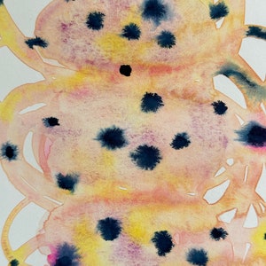 Originele abstracte aquarel: 6 x 8 hete perskunst