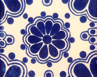 C#028) Mexican 4x4 inch tiles ceramic handmade Talavera mosaic art Spanish influence
