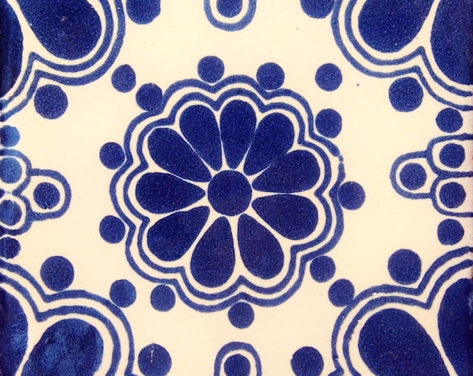 C#028) Mexican 4x4 inch tiles ceramic handmade Talavera mosaic art Spanish influence