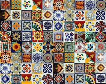 100 Individual Mexican Tiles 4x4 Ceramic Clay Handcrafted Mexico SET #002
