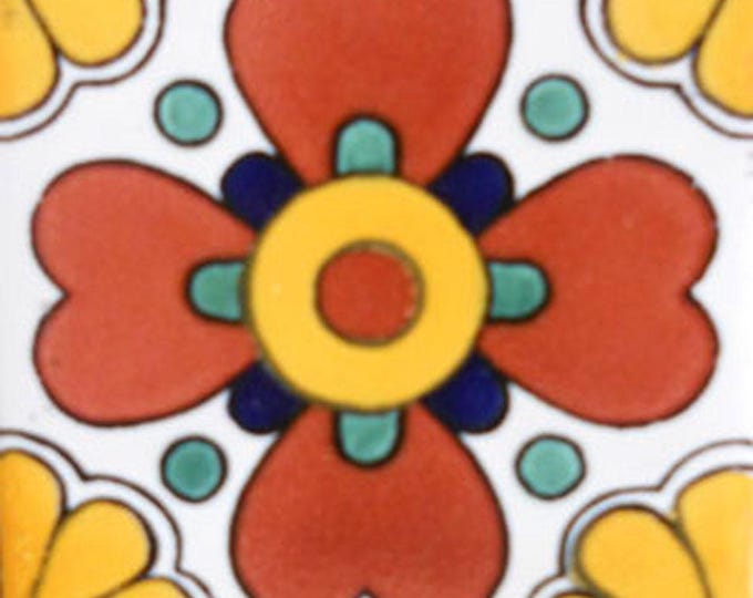 C#107) Mexican 4x4 inch tiles ceramic handmade Talavera mosaic art Spanish influence