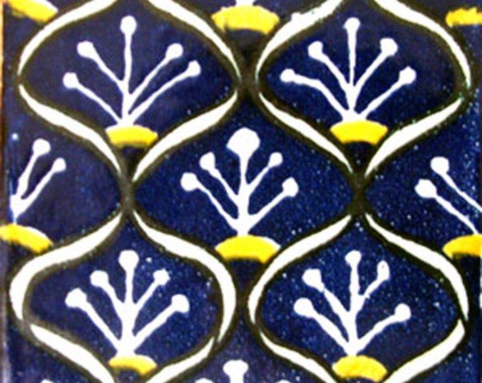 C#075) Mexican 4x4 inch tiles ceramic handmade Talavera mosaic art Spanish influence